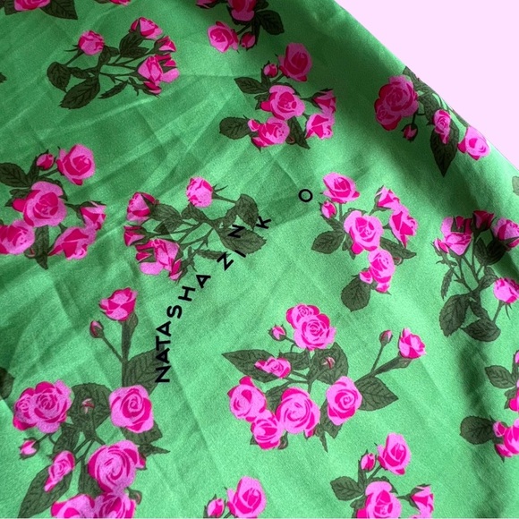 NATASHA ZINKO GREEN & PINK FLORAL PANTS, SIZE SMALL - Picture 6 of 7